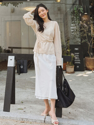 SIST9050 실키 브리즈 밴딩 스커트_White