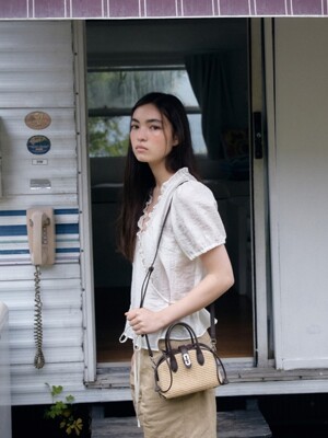 Toque Raffia Hermit Cross S (토크 라피아 헐밋 크로스 스몰) Brown