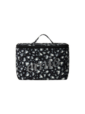 LOGO LEOPARD COSMETIC BAG-BLACK