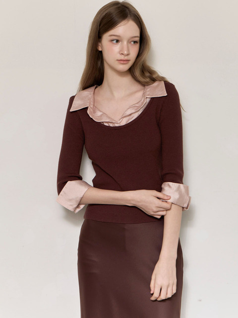 로트르드민 [컬러추가] Layered sheer shirt knit