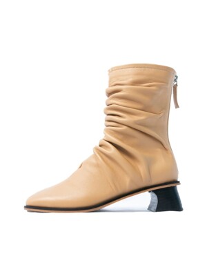 wrinkle ankle boots ( camel )