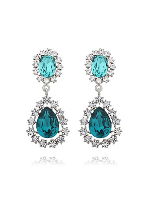 Double Color Crystal `drop` Earrings