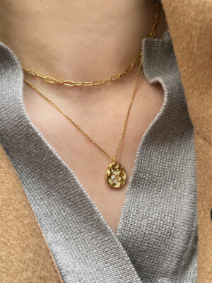 (3SET)vintage star coin necklace+chainchoker+vintage square necklace
