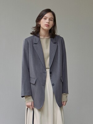 LOOSE-FIT SINGLE JACKET_CHARCOAL