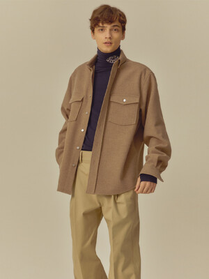 WOOL SHIRT JACKET BROWN