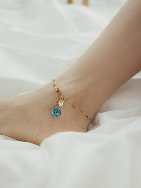 주얼리 - 메리모티브 (MERRYMOTIVE) - Lucky clover surgical mix chain anklet