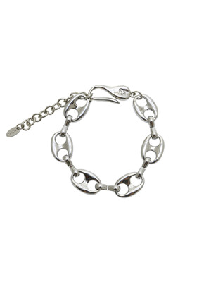 Silver big pignose chain bracelet