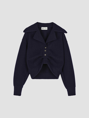 DOUBLE KNIT JERSEY-BLEND POLO SWEATSHIRTS, NAVY
