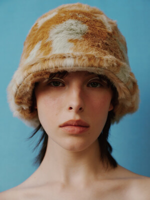 [Life PORTRAIT] Fur meatel hat in aqua mix