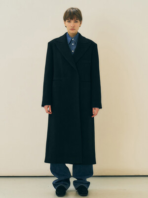 Half Double Breasted Coat, Black
