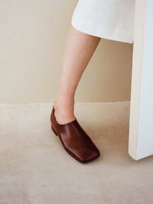Back zip flat shoes_Brown