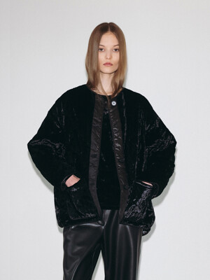Velvet A-line padding_black