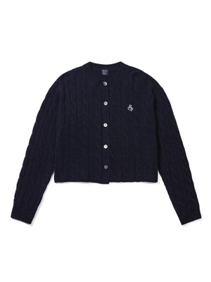 Round Cable Cardigan Navy