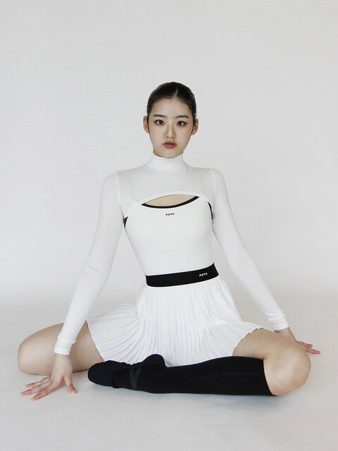 애슬레저,애슬레저 - 포타 (POTA) - 3 스커트 (블랙&화이트) 발레스커트 주름스커트 밴딩스커트 발레복
