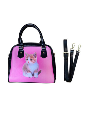 Pink cat leather bag