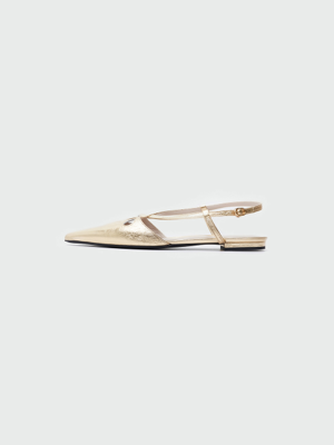 WINSELY  Point Toe Cross-Strap Flat Sandals - Gold