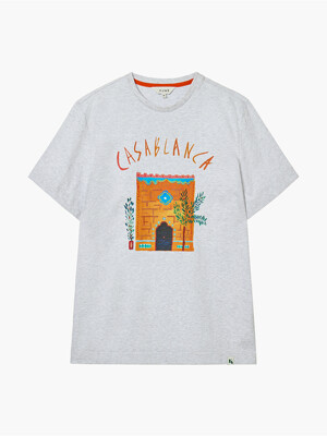 (UNISEX)KUME x HERNC CASABLANCA T-SHIRT, LIGHT GREY