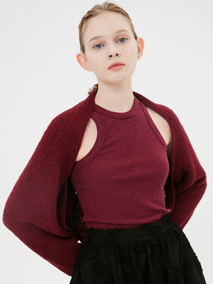 Eclipse Argyle Hole Knit Bolero / Wine