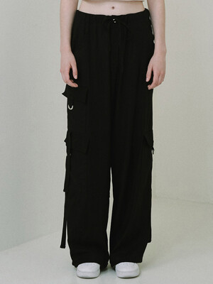 Wide Two-way Cargo Pants [Black]