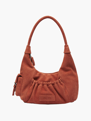 SUEDE HALFMOON HOBO BAG - BRICK