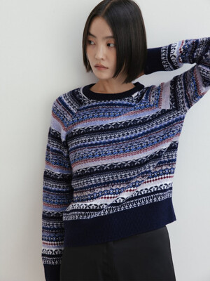 Jacquard Knit Pullover  Navy (WE3Y51T10R)