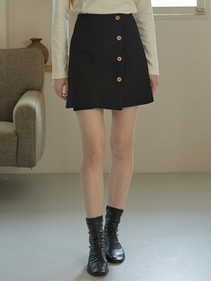 COLLAR TWEED SKIRT_BLACK