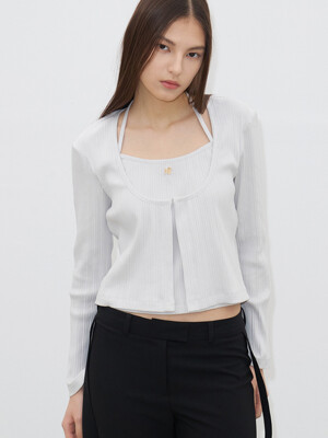 LAYERED PLEATED TOP(LIGHT GREY)