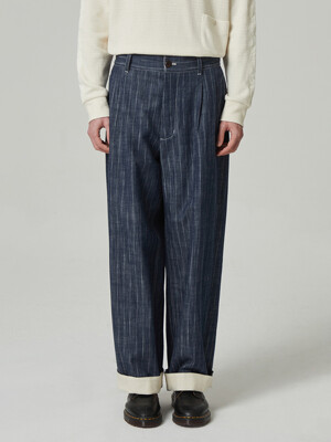 [black label] denim stripes 4 pocket work pants (set-up)_CLPAM24114NYX