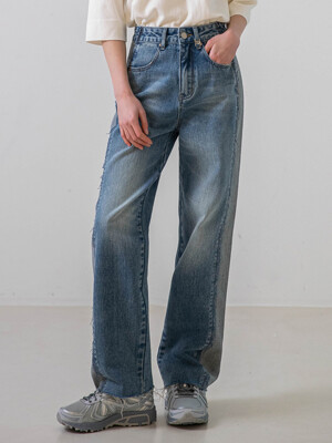 Side Point Denim Pants (Deep blue)