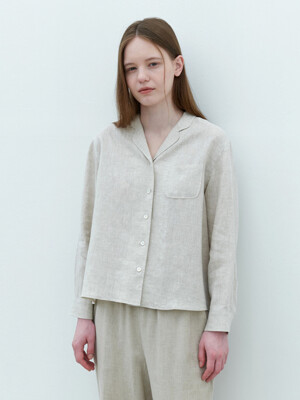 linen natural shirts-beige