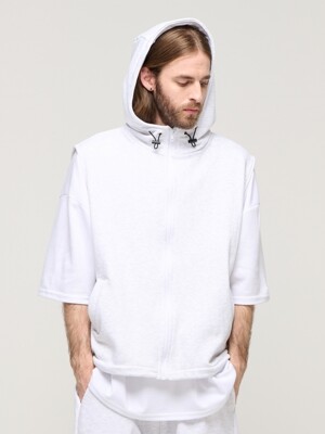 CB STRING HOOD VEST (LIGHT GRAY)