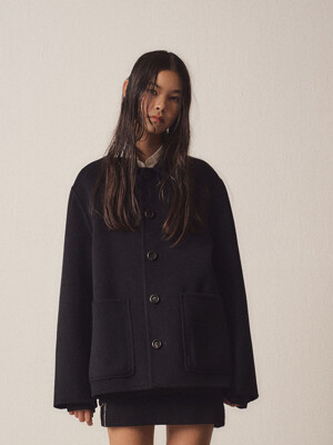 W Cashmere Blend Handmade Patchpoket Jacket_Dark Navy