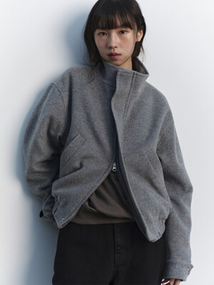 Brushy Wool Short Jacket (Gray)