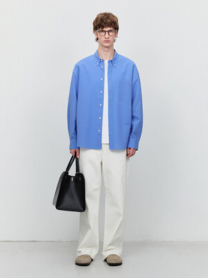 UNISEX CLASSIC BLUE SHIRT SEERSUCKER BLUE_M_UDSH5A111B2