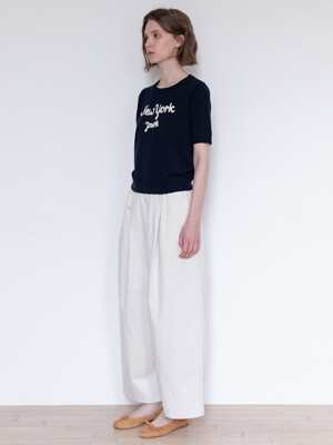 Wide banded pants _ Light beige
