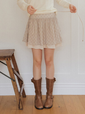 Balloon flare mini skirt - beige