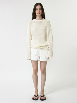 Washed Cotton Shorts (White Ivory)