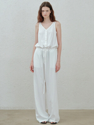 button sleeveless jumpsuit (white)
