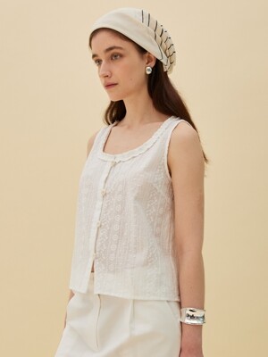 [단독] LACE SLEEVELESS TOP - WHITE