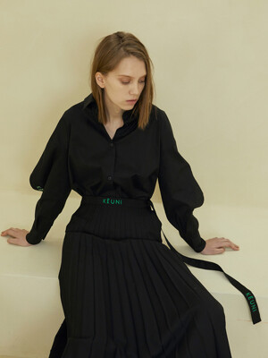 MAYA_OVERFIRTTED & VOLUME SLEEVE SHIRT_BLACK