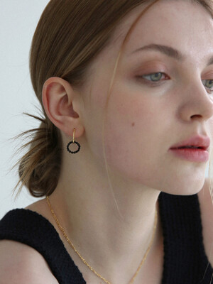 [Silver925] black spinel earring