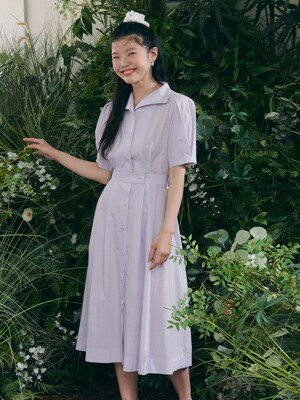 Open Collar A-line One-piece_light purple