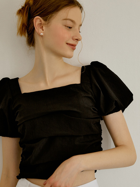 블라우스 - 리엘  (RE_L) - Balloon square shirring blouse (black)