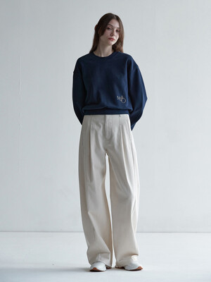 COCOON WIDE TUCK DENIM PANTS_ECRU