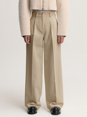 corduroy pleat pants (beige)