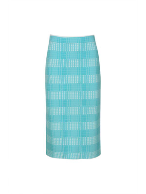 HIGH-RISE RIBBED-KNIT PENCIL SKIRT (SKY BLUE)