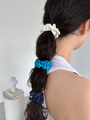 [1+1] mini satin scrunchie - 4color