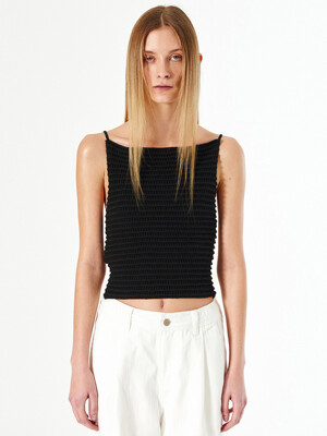 [단독] BACK STRAP CROCHET KNIT TOP (black)