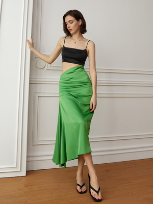 YY_Elegant wrinkled irregular skirt