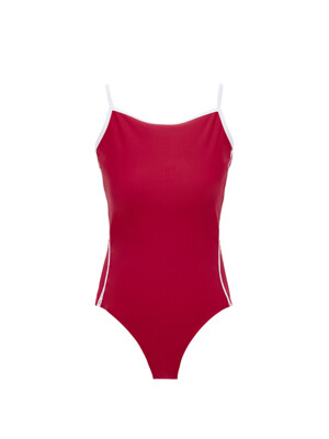 LOGO STRAP SWIMSUIT IN RED